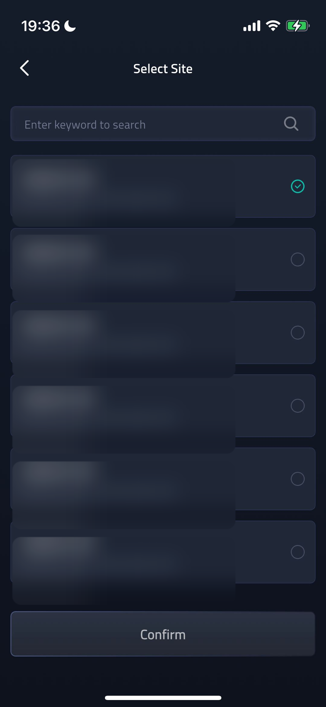 Select Existing Site screenshot