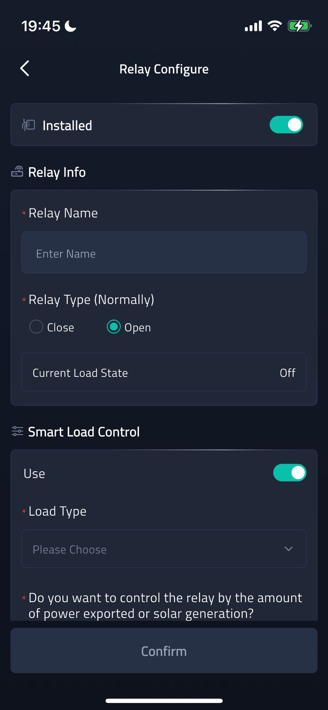 Relay Configure - Single Relay screenshot