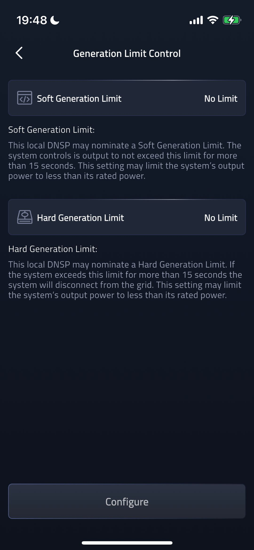 SI Generation Limit screenshot