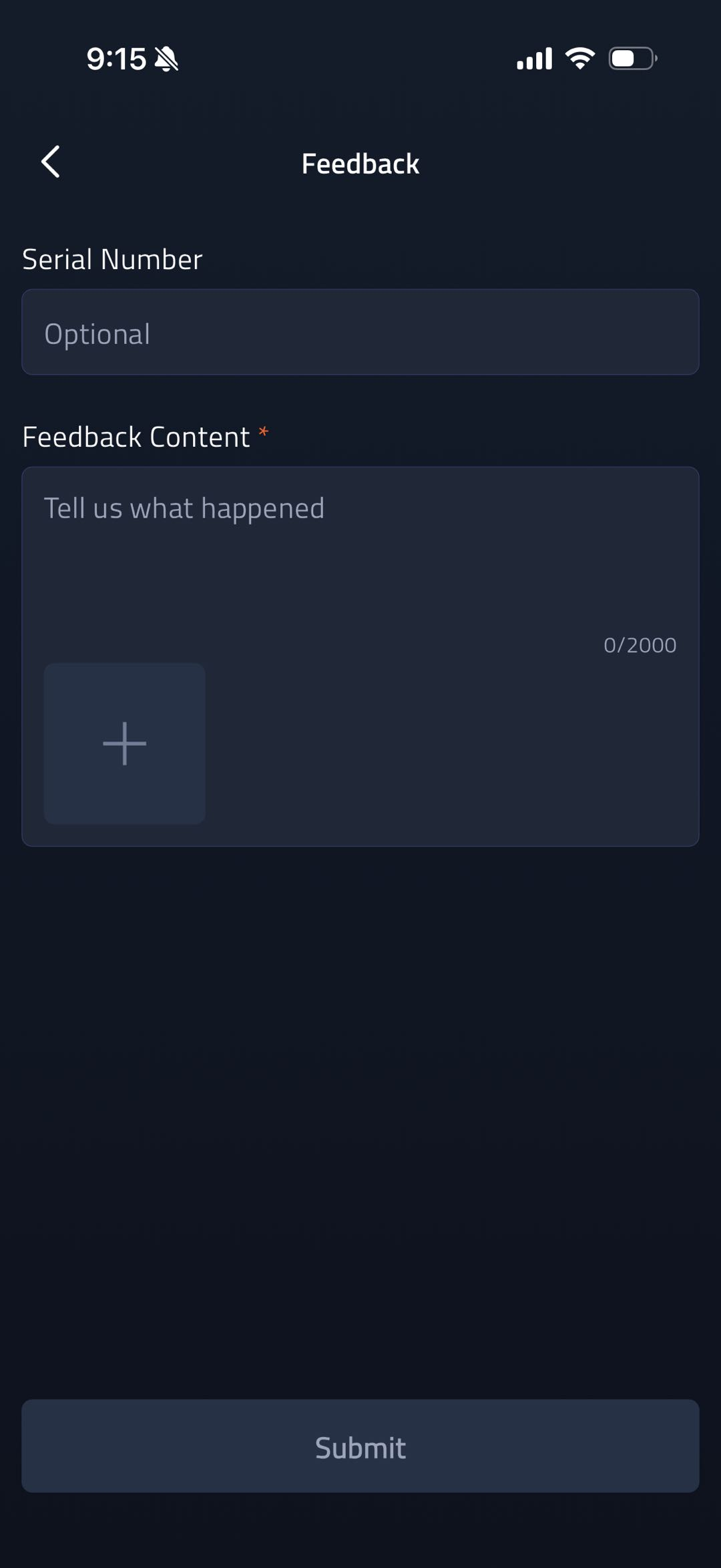 Submit Feedback screenshot