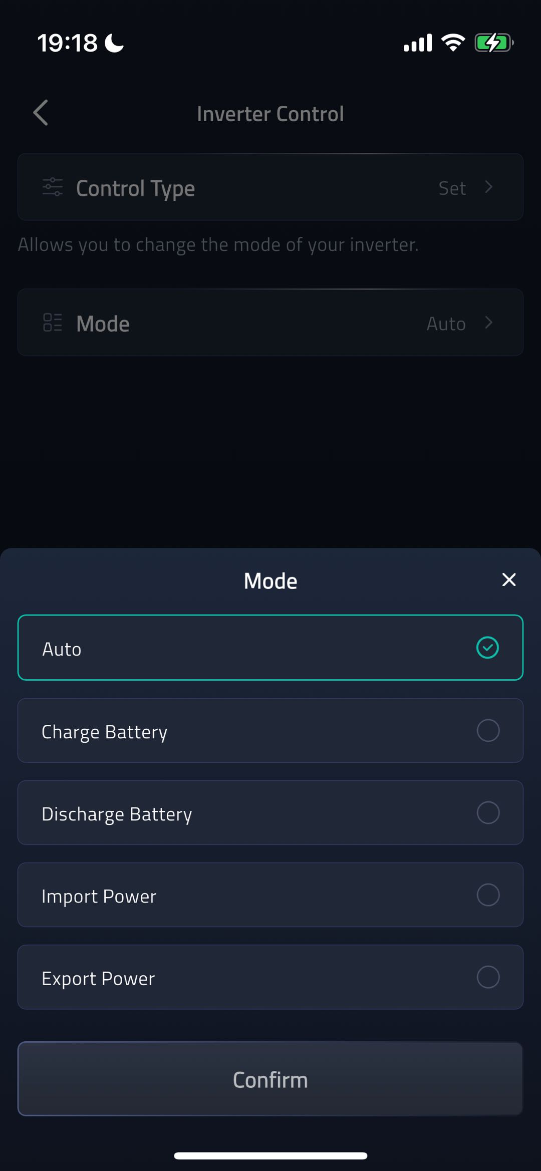 Inverter Control Mode screenshot