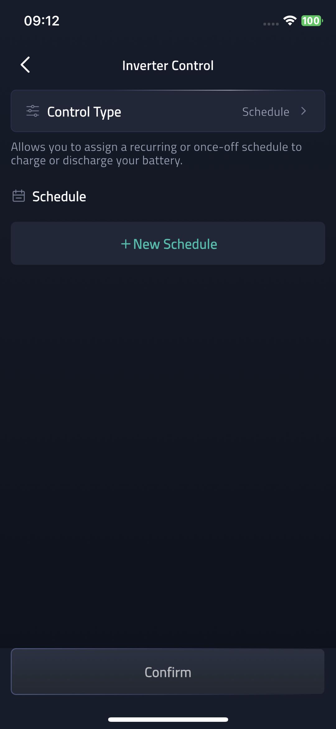 Inverter Control Schedule Overview screenshot