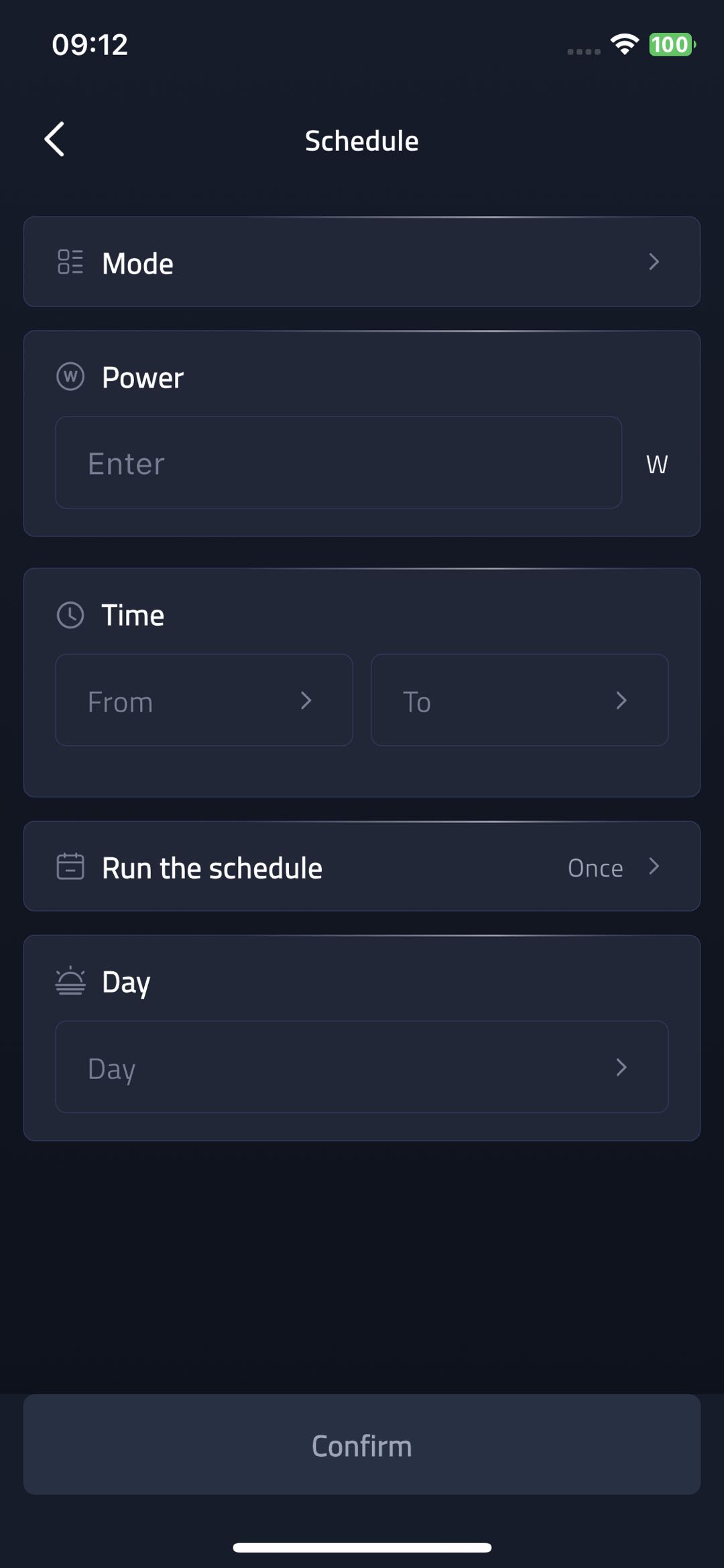 Create Inverter Control Schedule screenshot