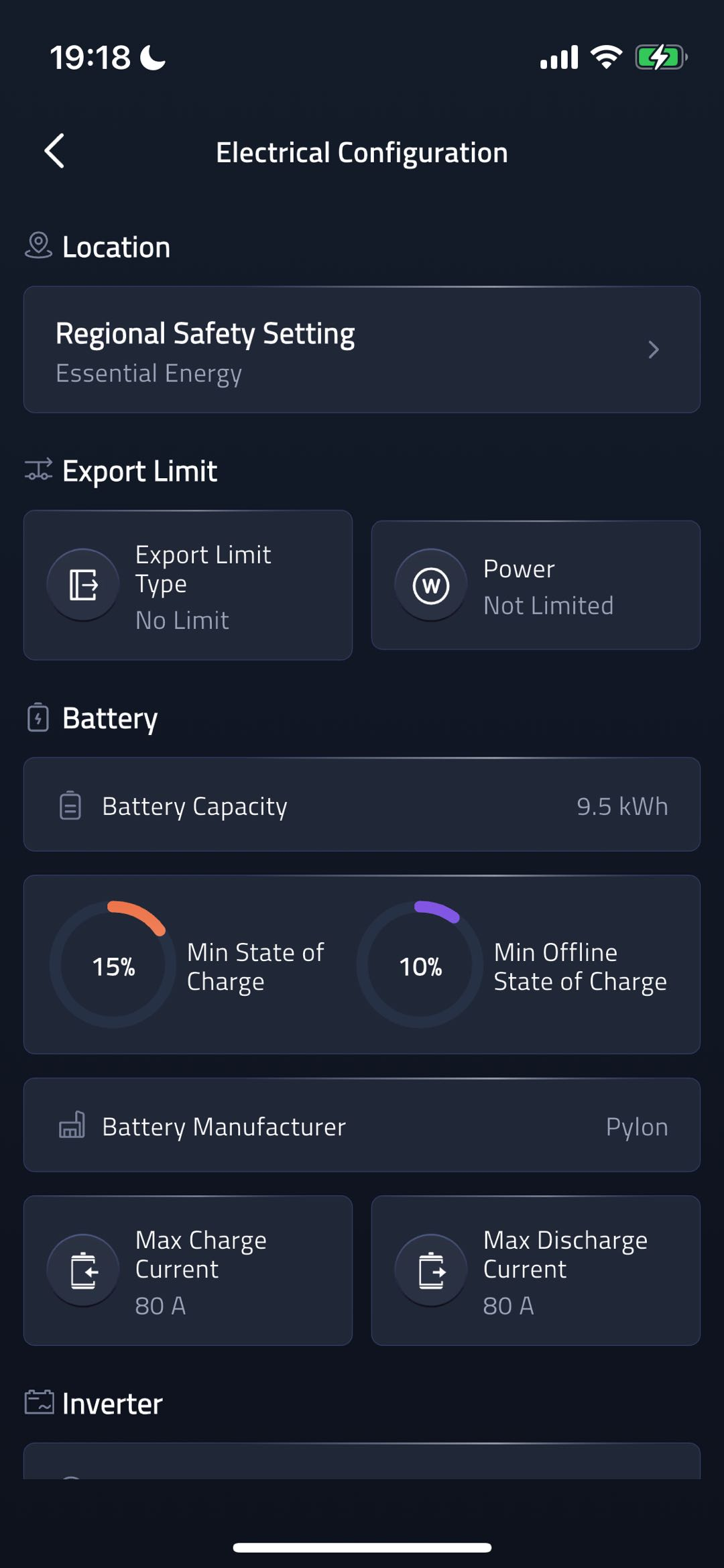 Electrical Configuration screenshot