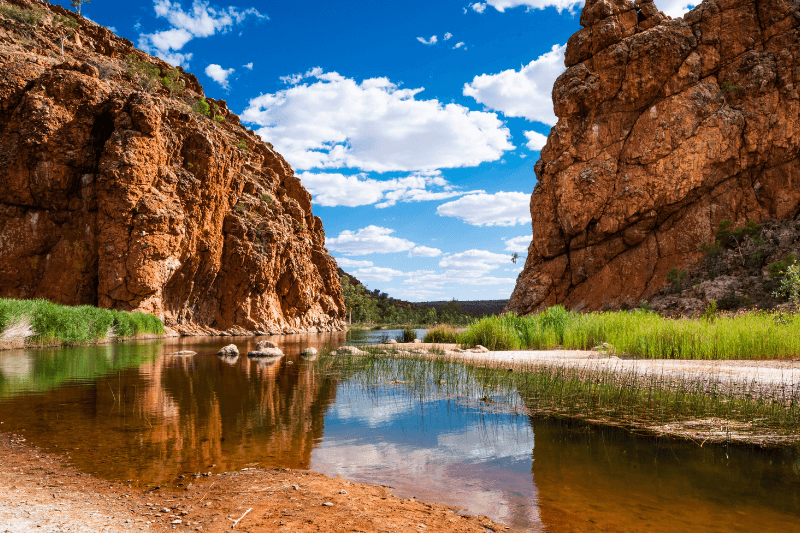 Beautiful countryside view with rocks and a river
