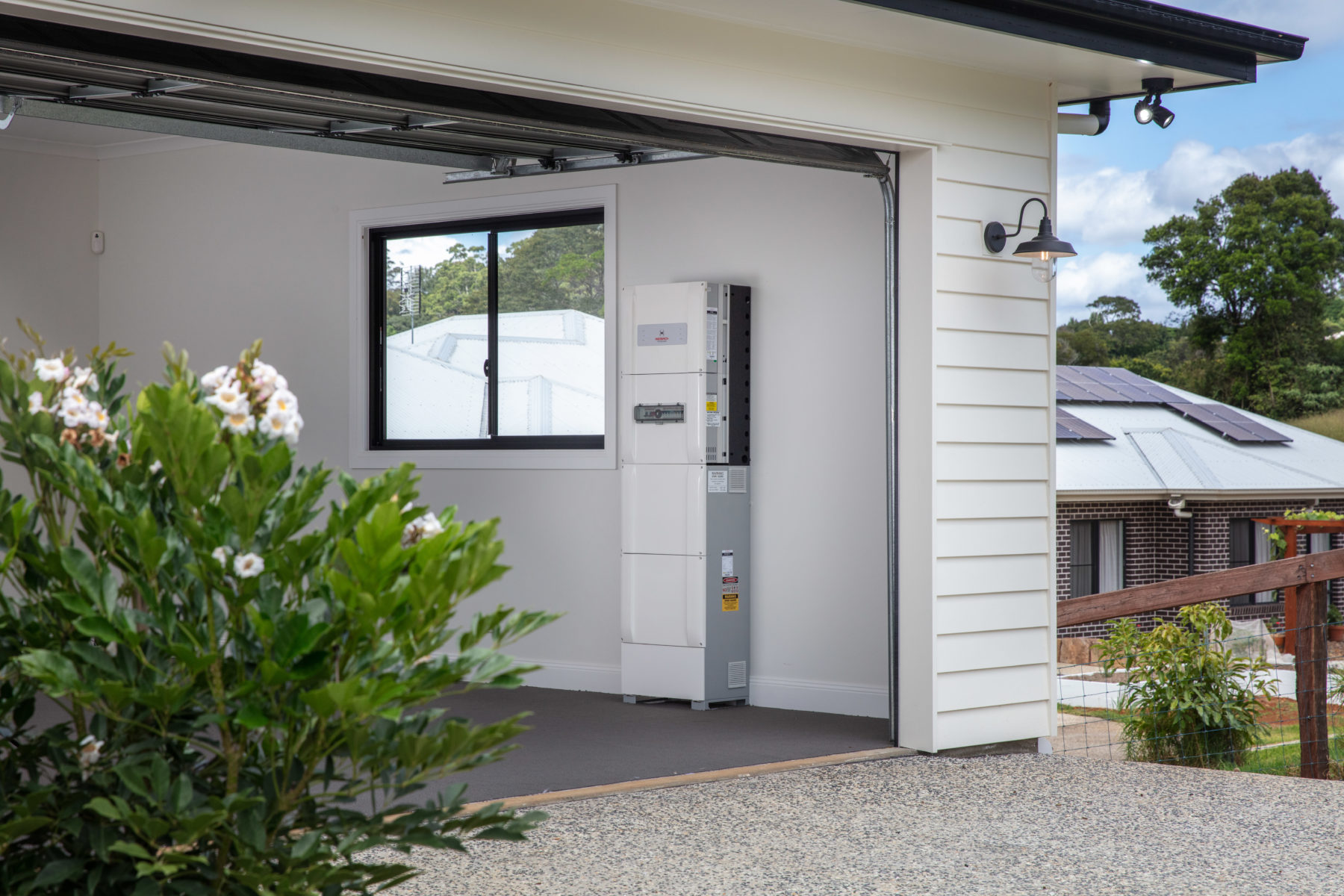 Inside of a garage showing Redback Technologies Smart Hybrid System installed
