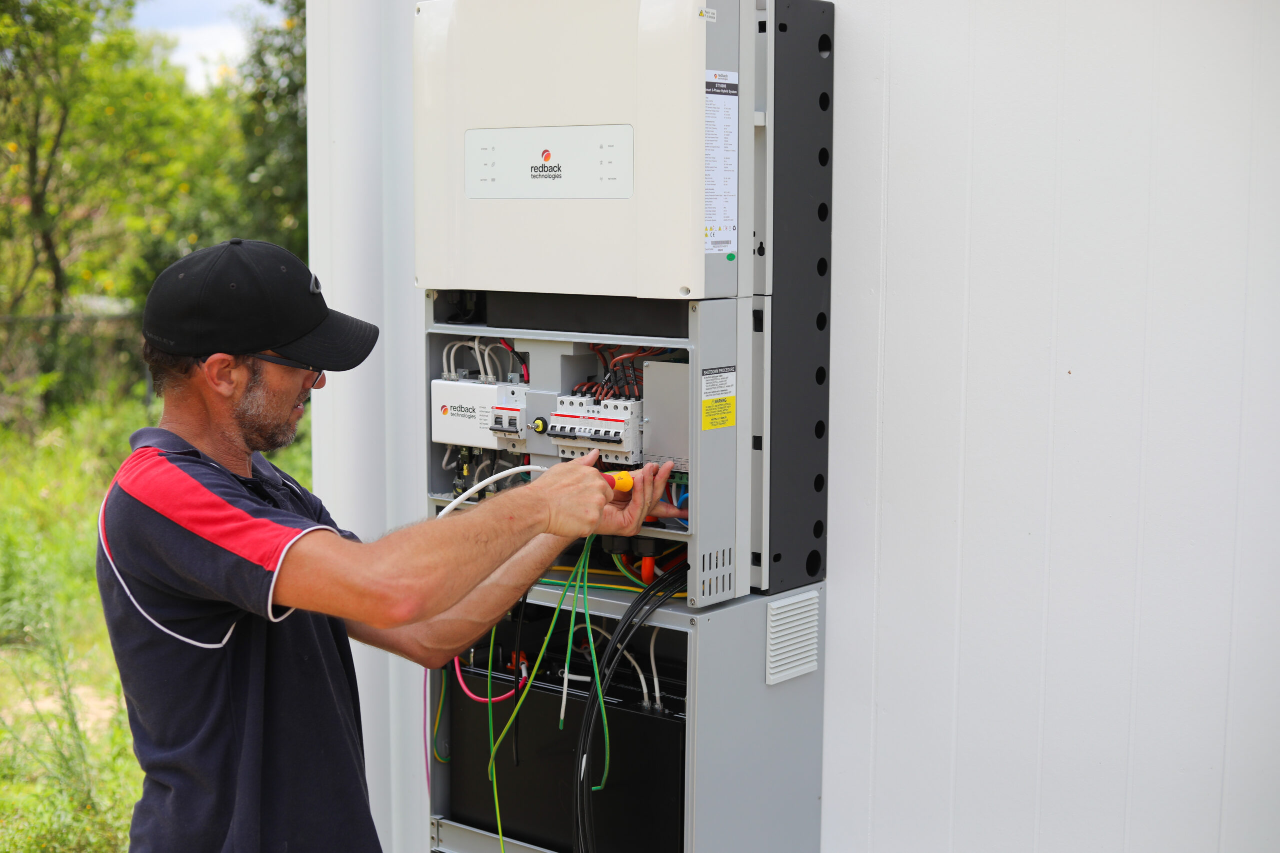 Man installing a solar battery