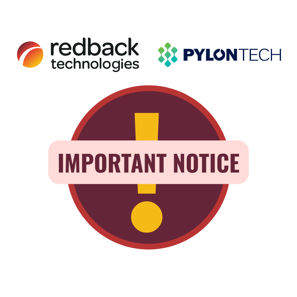 Redback Technologies and PylonTech Important Notice